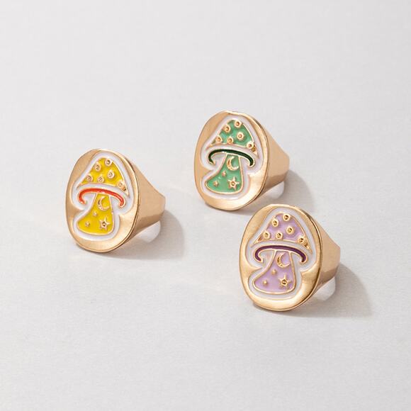 Chunky Mushroom Rings Set Of Three - Garden Cottage Jewelry 6 / 6.5 - Picture 3 of 9